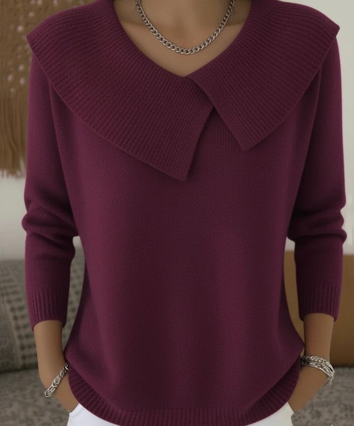 Elaine | Graceful Folded-Collar Sweater