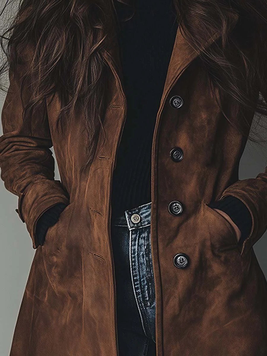 Teresa | Vintage Style Suede Trench Coat