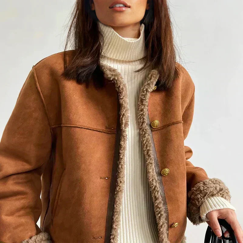 Rosalie™ | Buttoned Faux Shearling Jacket