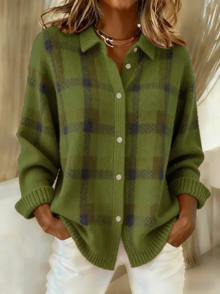 Anny | Plaid Button-Up Knit Sweater