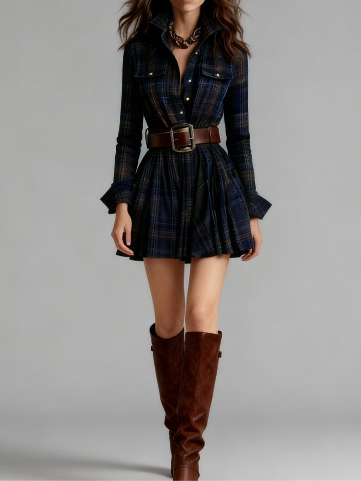 Lena | Elegant Short Checkered Dress