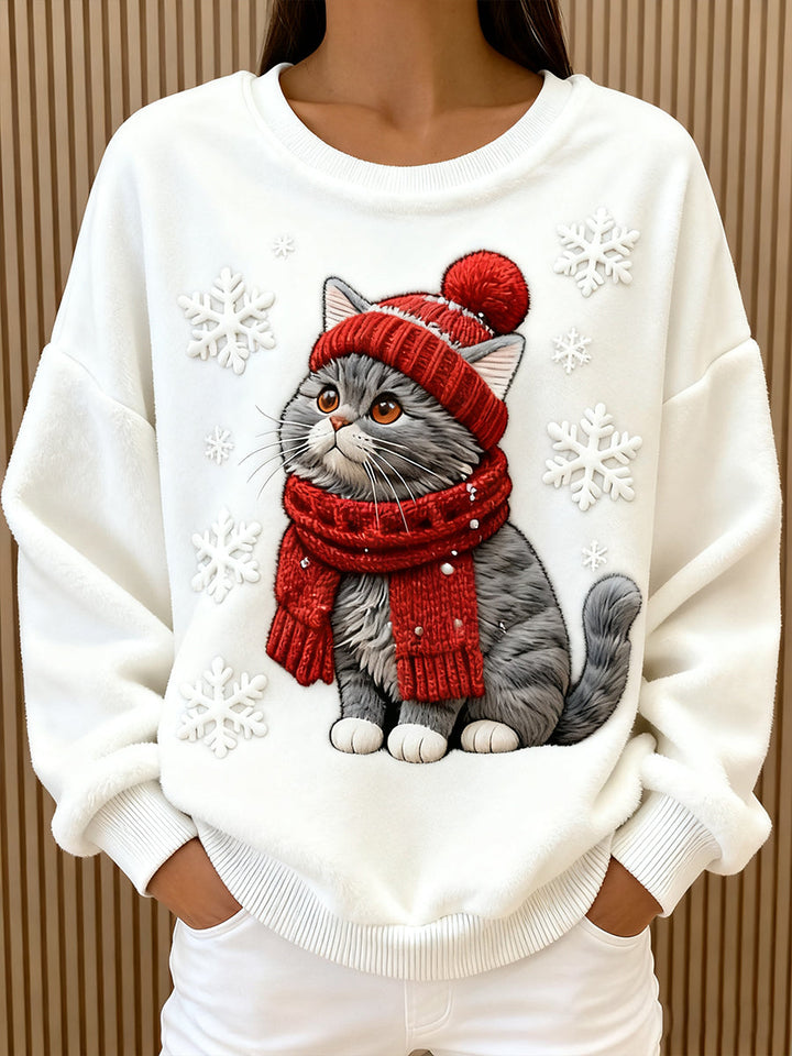 Isla - Christmas Hoodie for Women in Cat Style