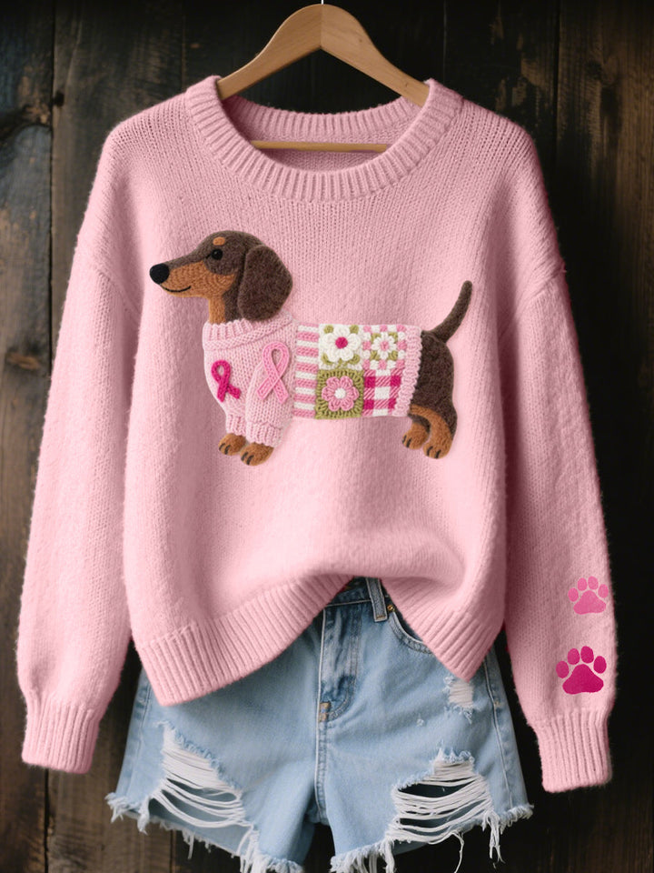 Alba – Knit Sweater with Dachshund Felt Motif