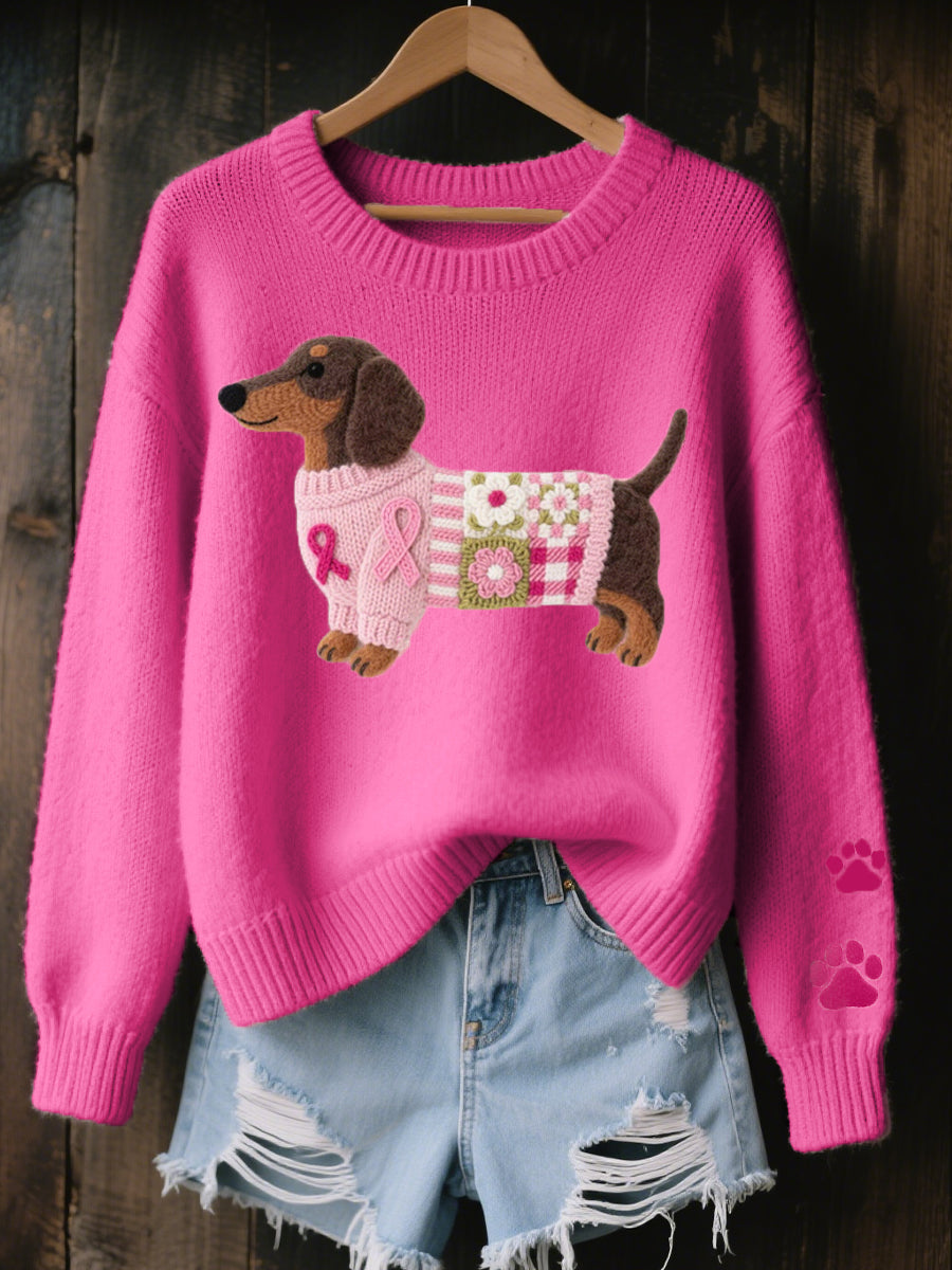 Alba – Knit Sweater with Dachshund Felt Motif