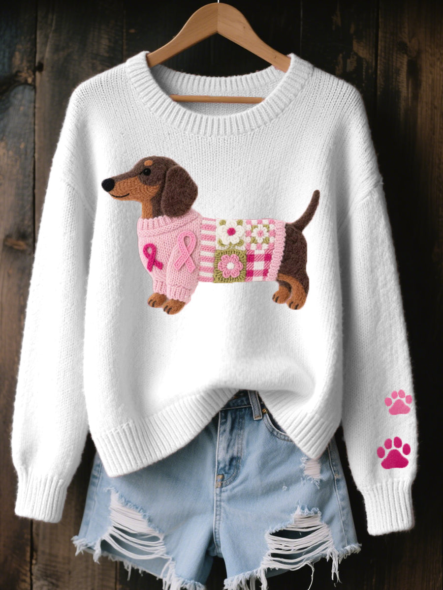 Alba – Knit Sweater with Dachshund Felt Motif