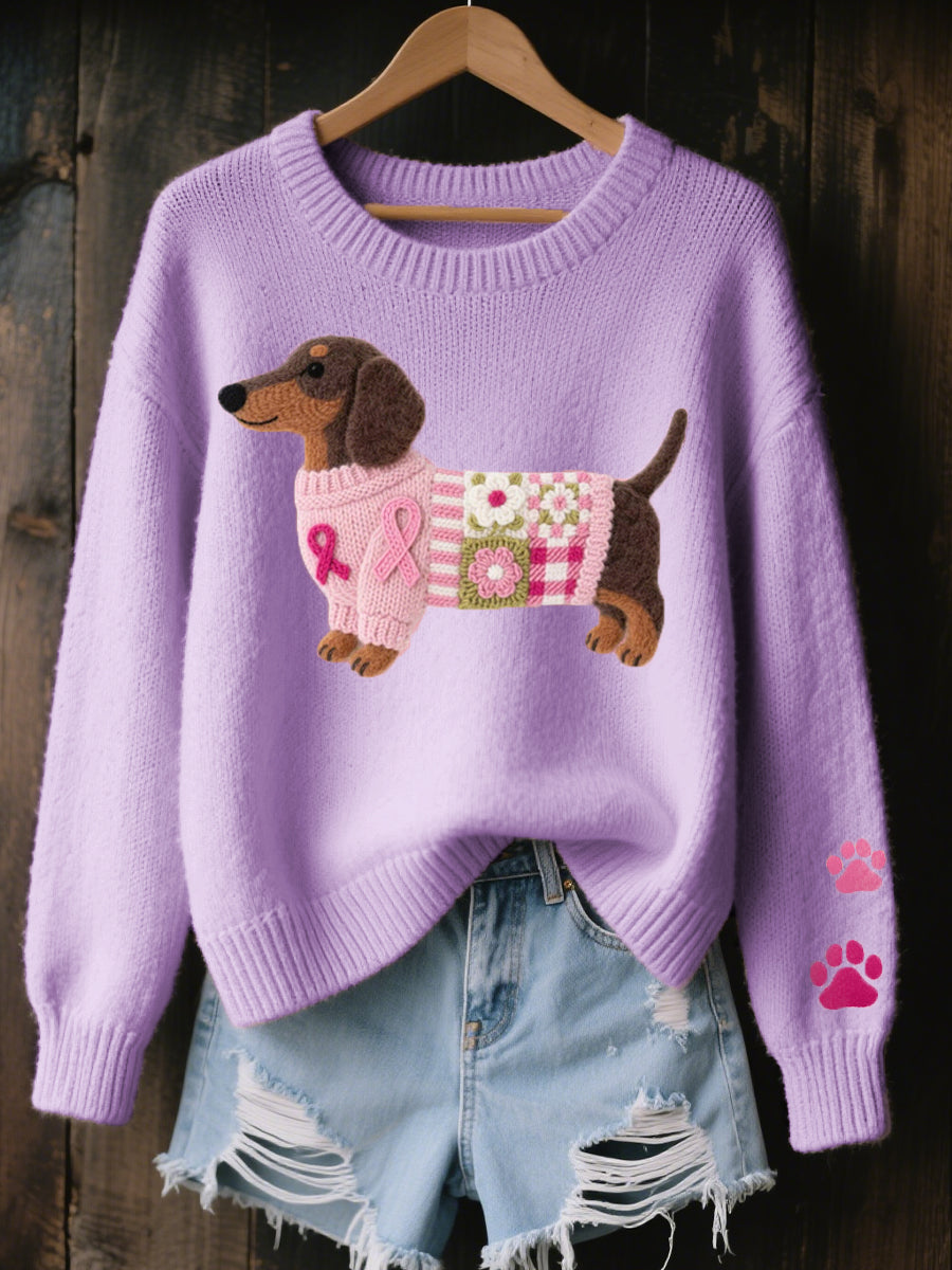 Alba – Knit Sweater with Dachshund Felt Motif
