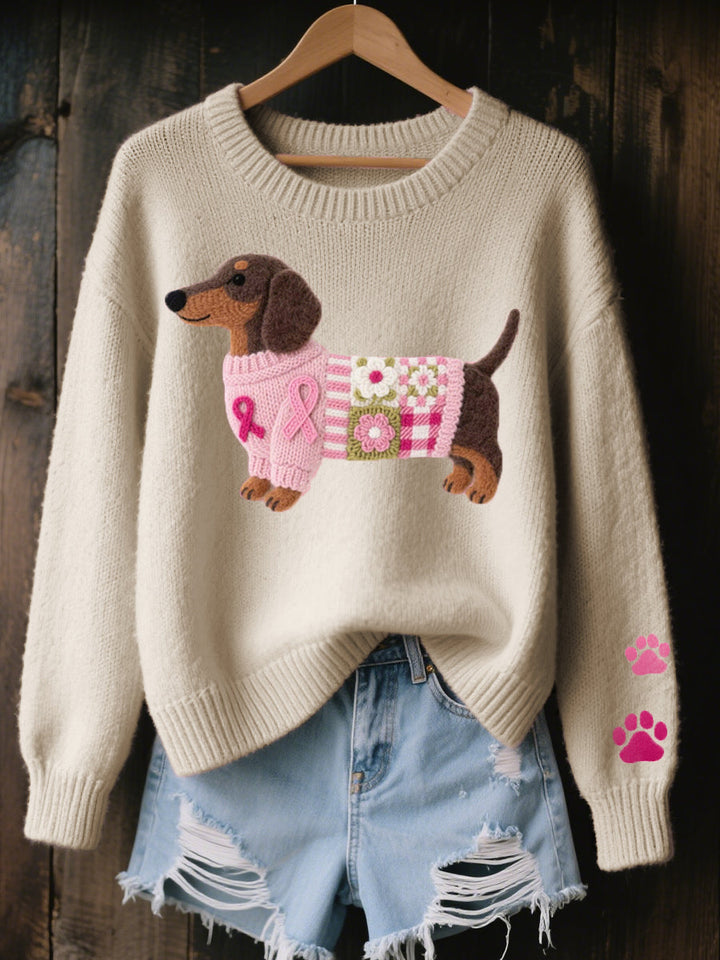 Alba – Knit Sweater with Dachshund Felt Motif